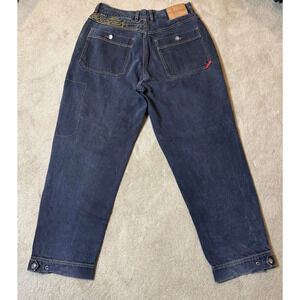 Vintage FUBU Jeans The Collection 36X31 Baggy Wide Leg Zip Snap Cuffs